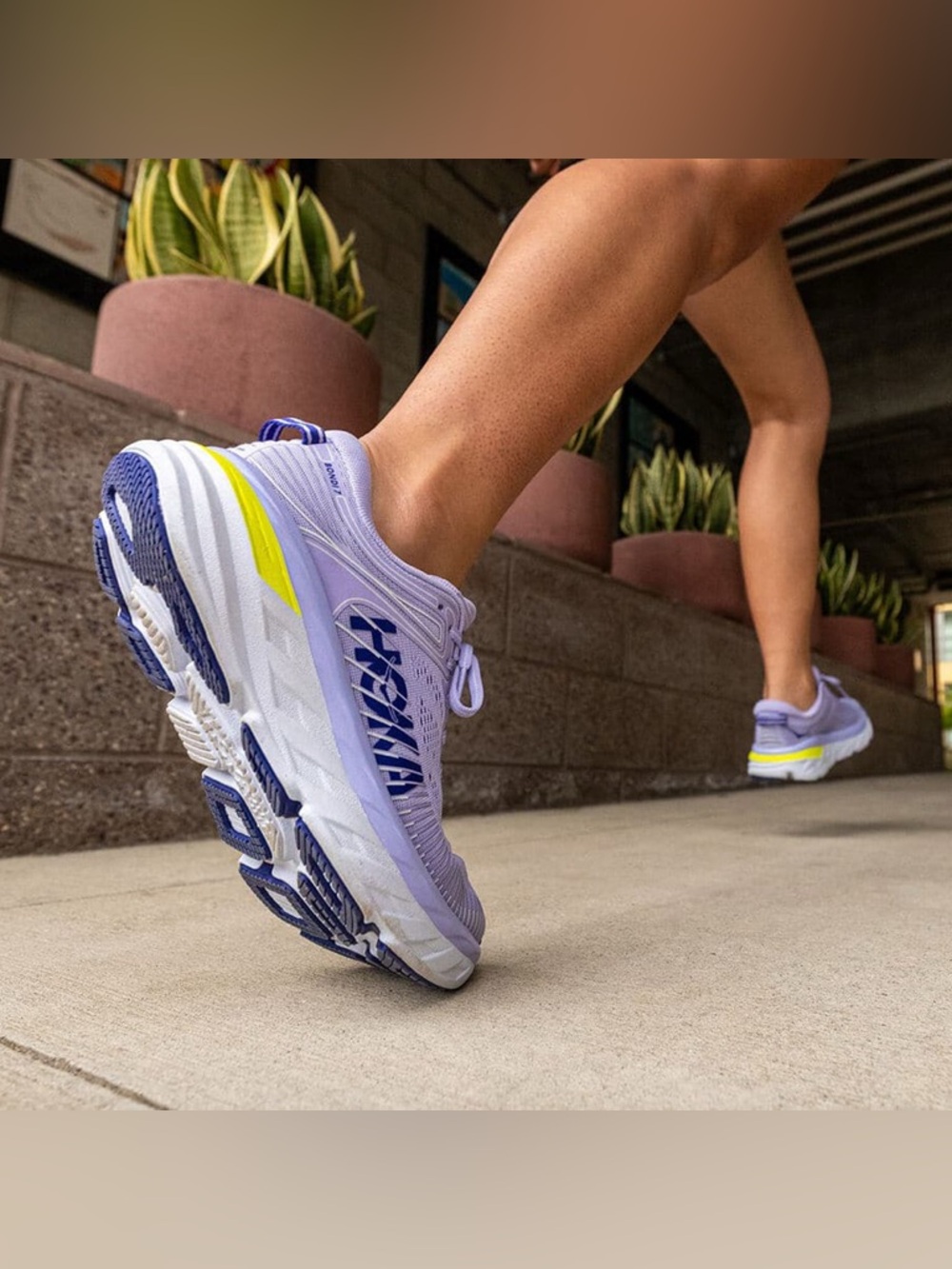 HOKA One One Bondi 7 Women’s Running Shoes Size 7 Purple Yellow Comfort Sneakers - Picture 4 of 12